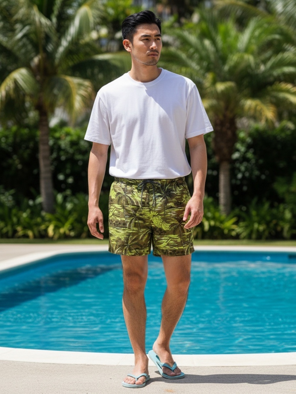 Sand N Sun Tropical Palm Tree Pineapple Swim Trunks 2XL